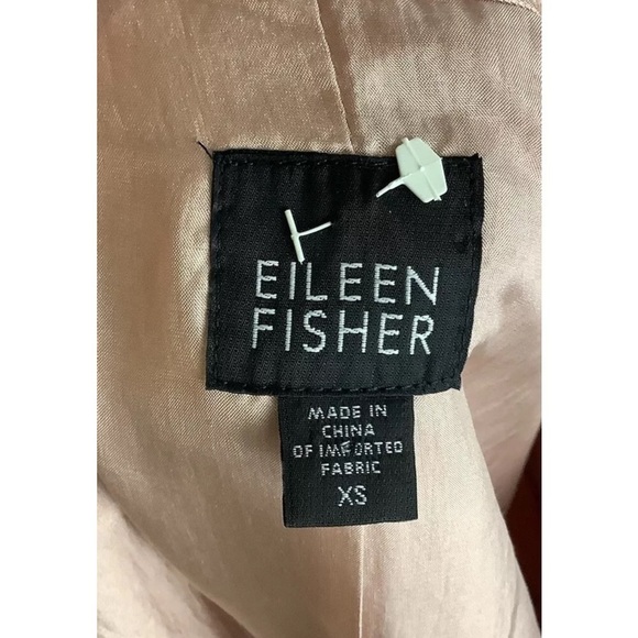 Eileen Fisher Sz XS Crepe Satin Silk Ribbed Button Cardigan Pink Mock Neck - Picture 8 of 9